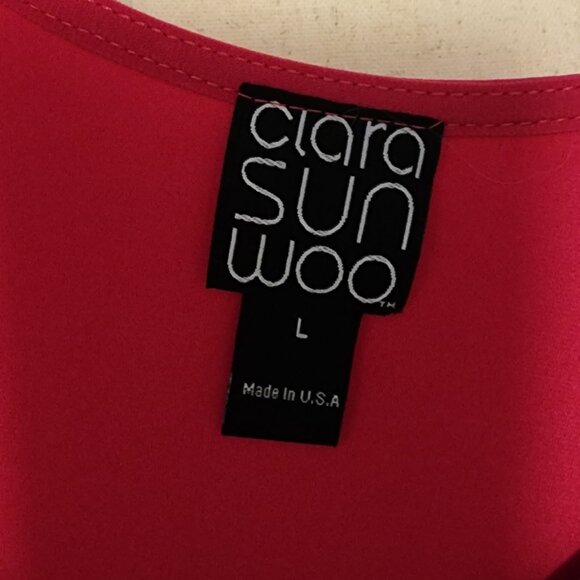 Clara Sun Woo Ruffle Cuff Dress, Hot Pink Fuchsia, Size 14 Large - Picture 5 of 5